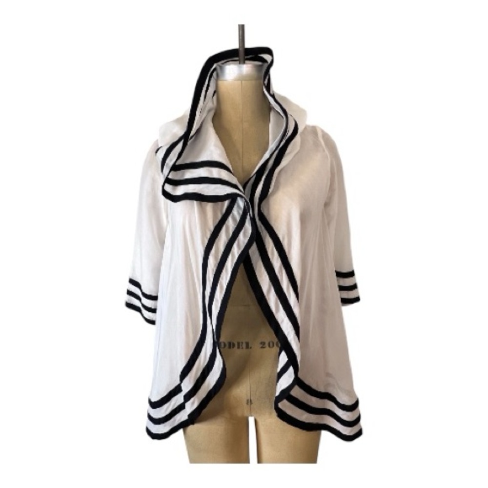 Mara Mac Sheer silk/cotton Ivory and Black Striped Open Coverup